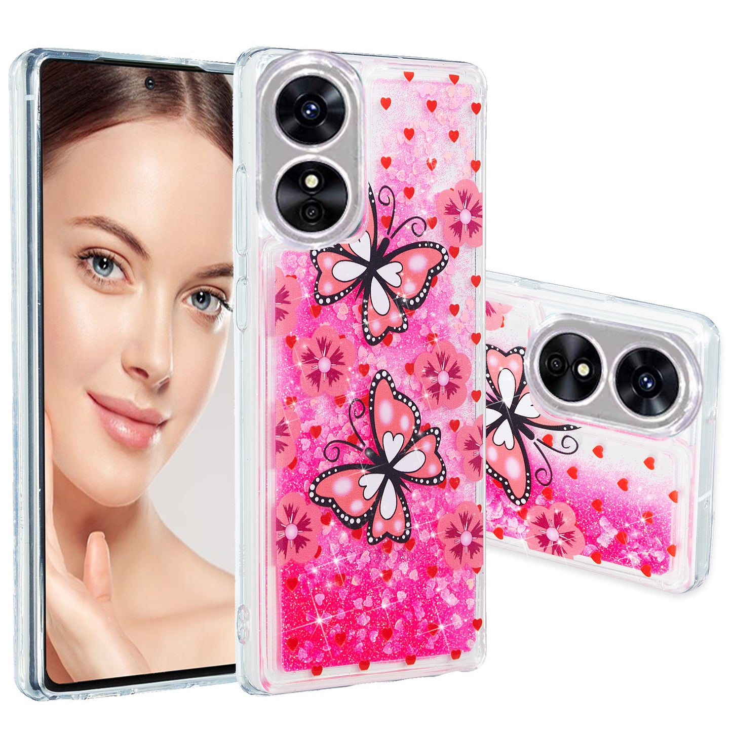 For Oppo A17 4G / A17k 4G Quicksand Phone Case Embossment Pattern Anti-drop Phone TPU Cover