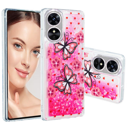 For Oppo A17 4G / A17k 4G Quicksand Phone Case Embossment Pattern Anti-drop Phone TPU Cover