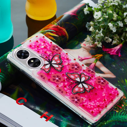 For Oppo A17 4G / A17k 4G Quicksand Phone Case Embossment Pattern Anti-drop Phone TPU Cover
