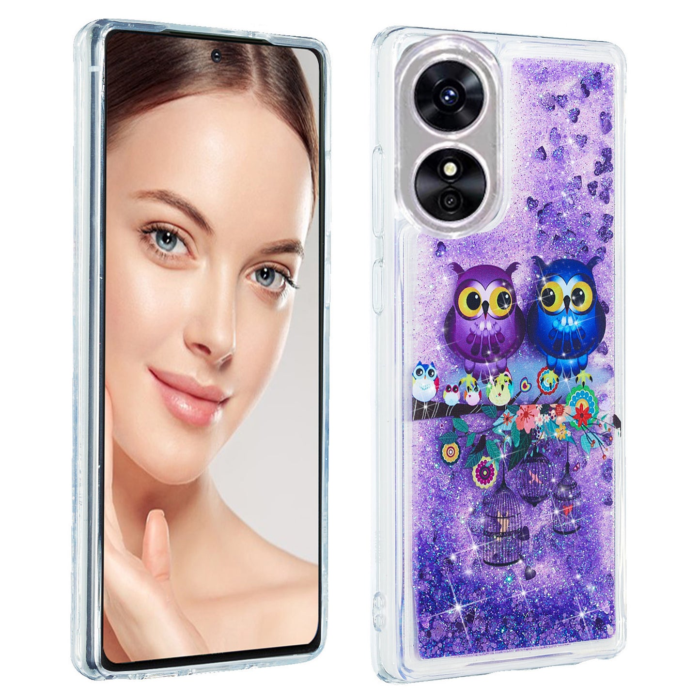 For Oppo A17 4G / A17k 4G Quicksand Phone Case Embossment Pattern Anti-drop Phone TPU Cover