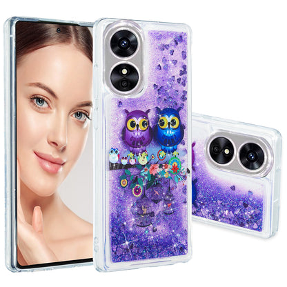 For Oppo A17 4G / A17k 4G Quicksand Phone Case Embossment Pattern Anti-drop Phone TPU Cover