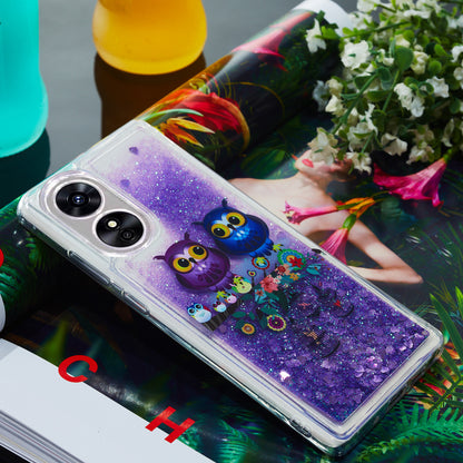For Oppo A17 4G / A17k 4G Quicksand Phone Case Embossment Pattern Anti-drop Phone TPU Cover