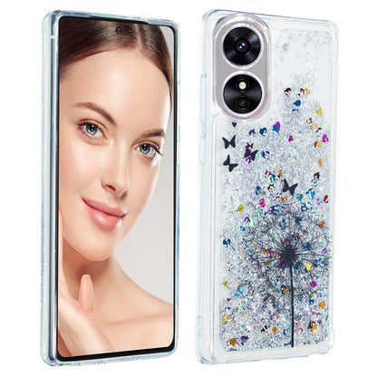 For Oppo A17 4G / A17k 4G Quicksand Phone Case Embossment Pattern Anti-drop Phone TPU Cover