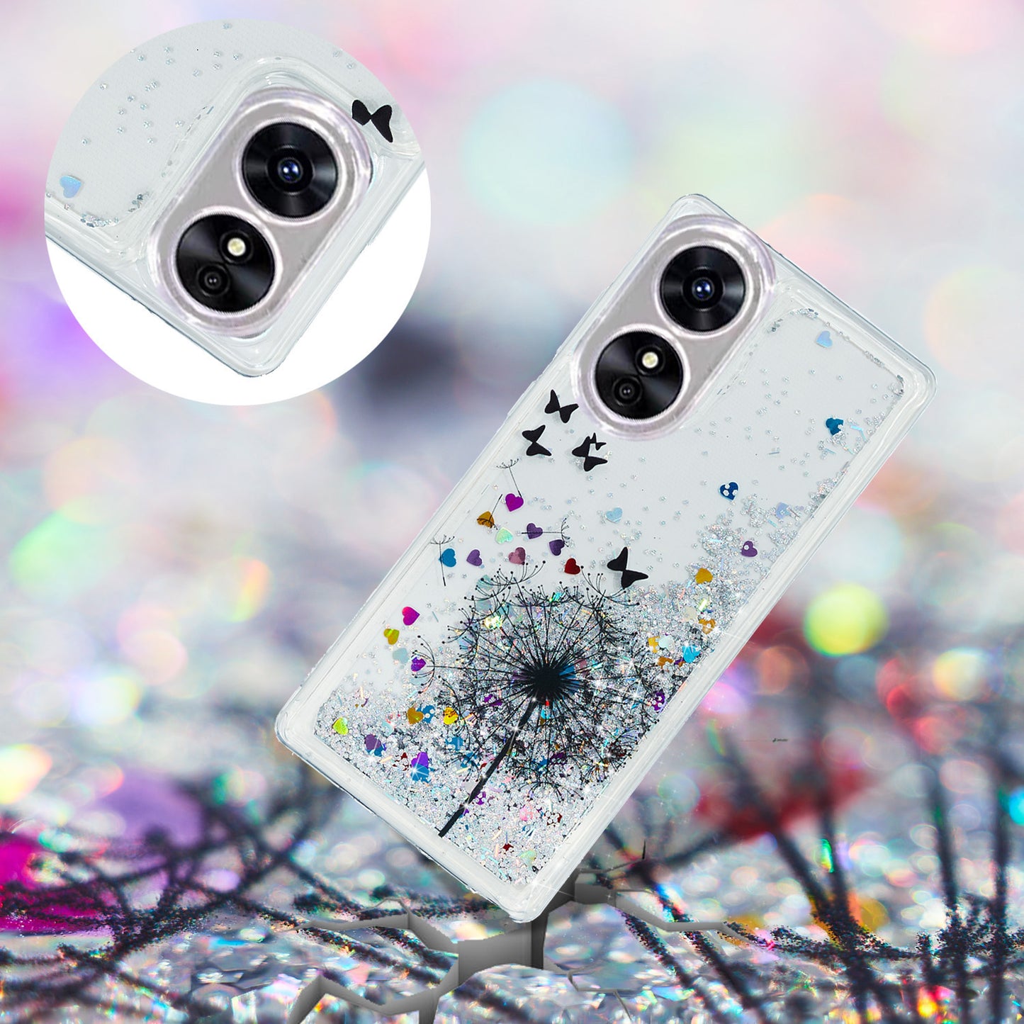 For Oppo A17 4G / A17k 4G Quicksand Phone Case Embossment Pattern Anti-drop Phone TPU Cover