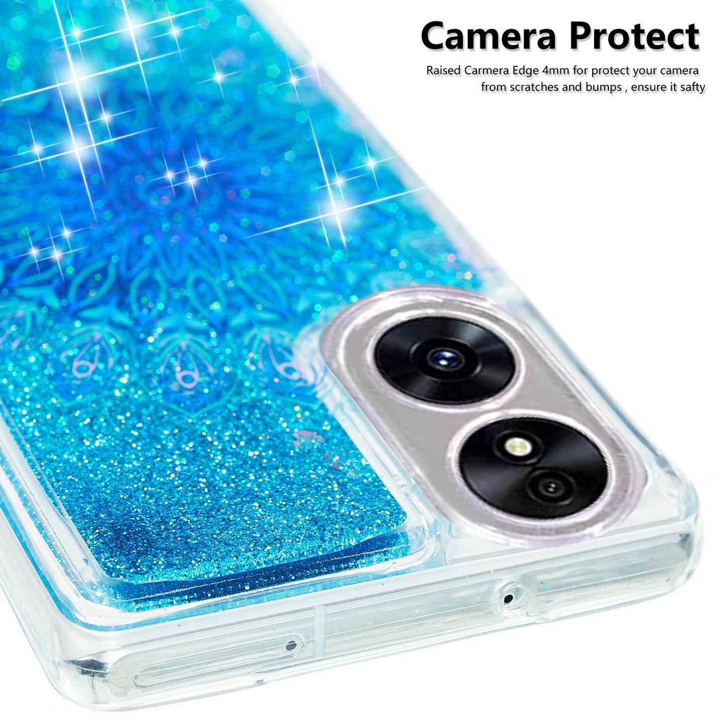 For Oppo A17 4G / A17k 4G Quicksand Phone Case Embossment Pattern Anti-drop Phone TPU Cover
