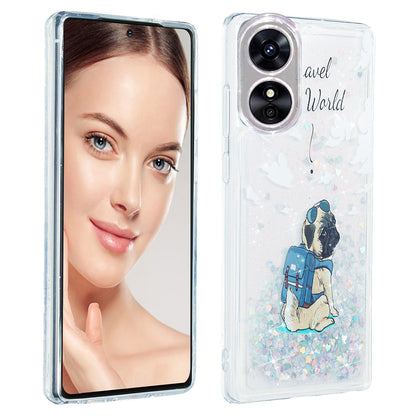 For Oppo A17 4G / A17k 4G Quicksand Phone Case Embossment Pattern Anti-drop Phone TPU Cover