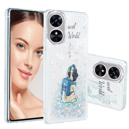For Oppo A17 4G / A17k 4G Quicksand Phone Case Embossment Pattern Anti-drop Phone TPU Cover