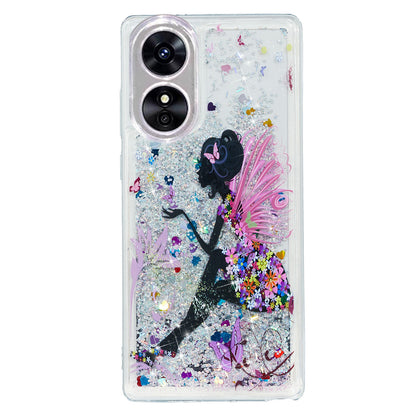 For Oppo A17 4G / A17k 4G Quicksand Phone Case Embossment Pattern Anti-drop Phone TPU Cover