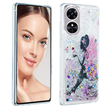 For Oppo A17 4G / A17k 4G Quicksand Phone Case Embossment Pattern Anti-drop Phone TPU Cover