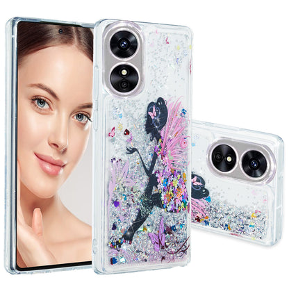 For Oppo A17 4G / A17k 4G Quicksand Phone Case Embossment Pattern Anti-drop Phone TPU Cover