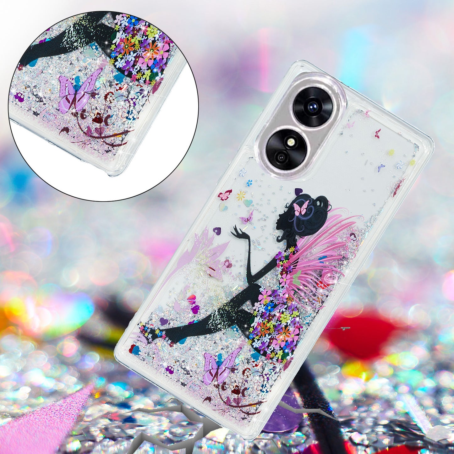 For Oppo A17 4G / A17k 4G Quicksand Phone Case Embossment Pattern Anti-drop Phone TPU Cover