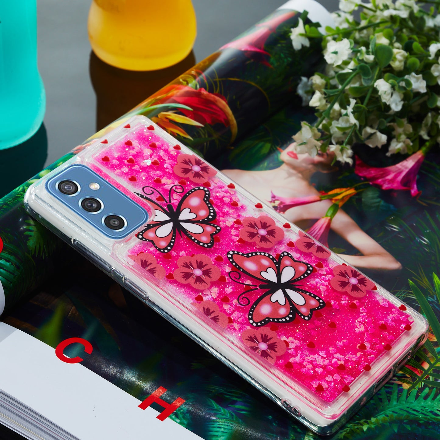 For Samsung Galaxy A34 5G Soft TPU Liquid Quicksand Phone Case Embossment Pattern Cellphone Cover
