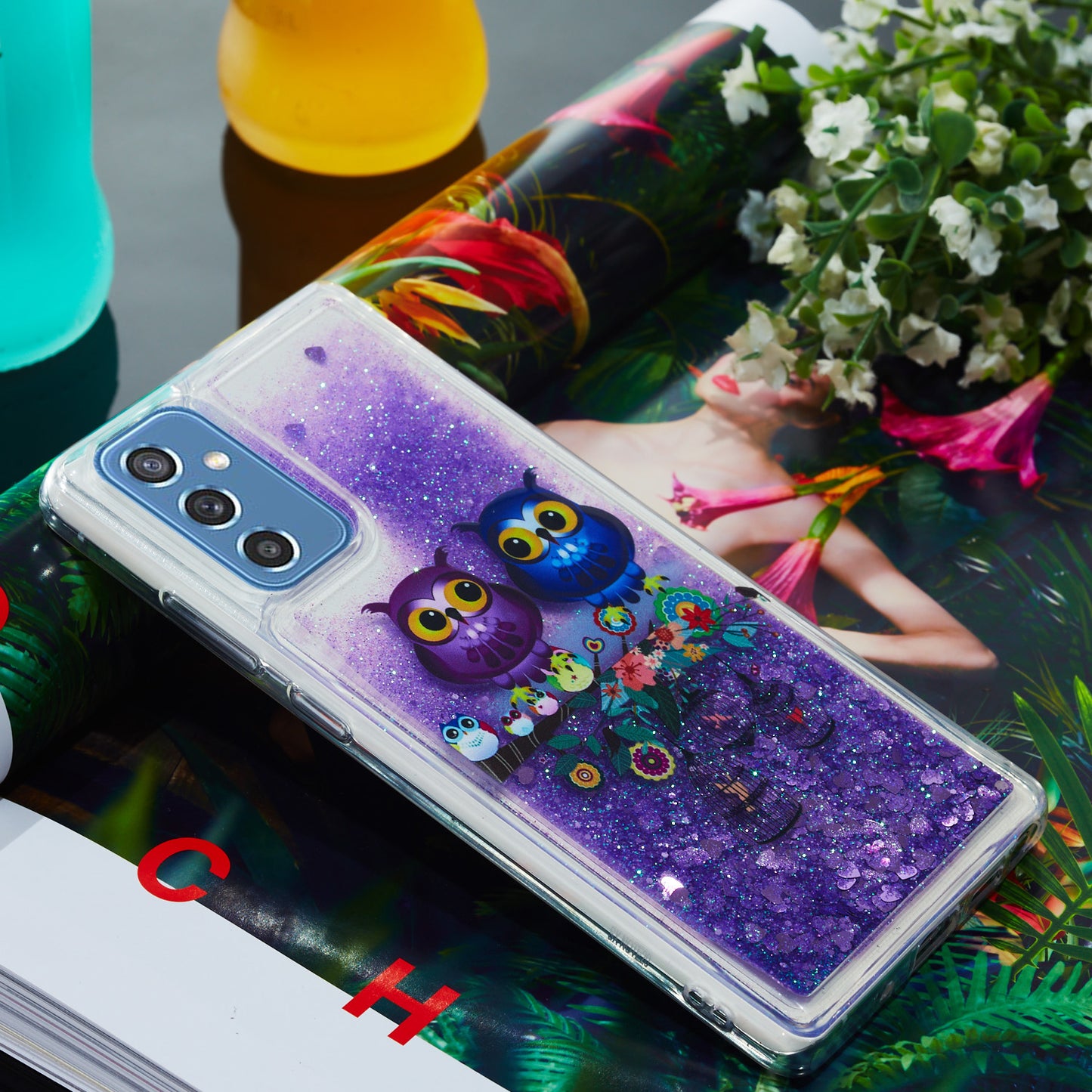 For Samsung Galaxy A34 5G Soft TPU Liquid Quicksand Phone Case Embossment Pattern Cellphone Cover