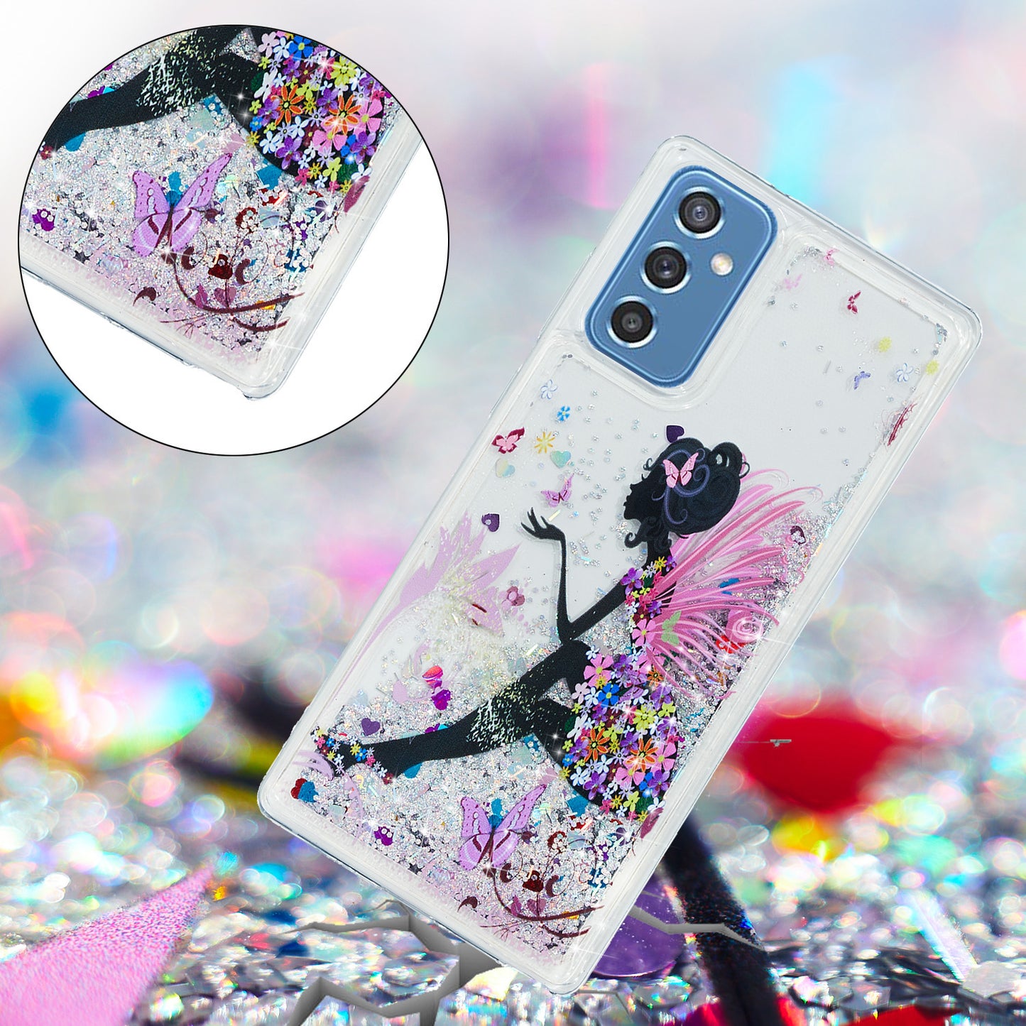 For Samsung Galaxy A34 5G Soft TPU Liquid Quicksand Phone Case Embossment Pattern Cellphone Cover
