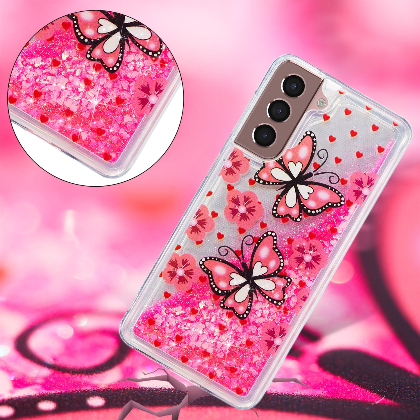For Samsung Galaxy S23 Cell Phone Case Liquid Quicksand Embossment Pattern Phone TPU Cover