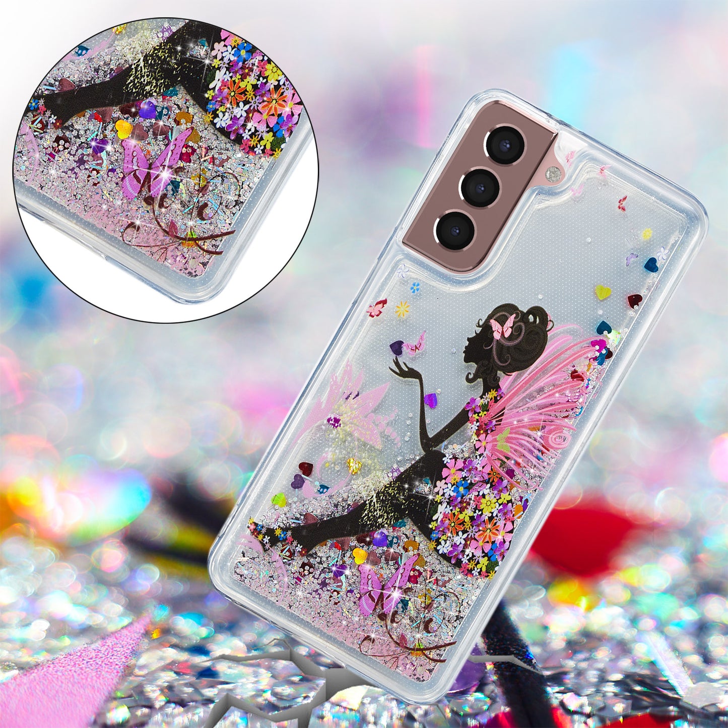 For Samsung Galaxy S23 Cell Phone Case Liquid Quicksand Embossment Pattern Phone TPU Cover