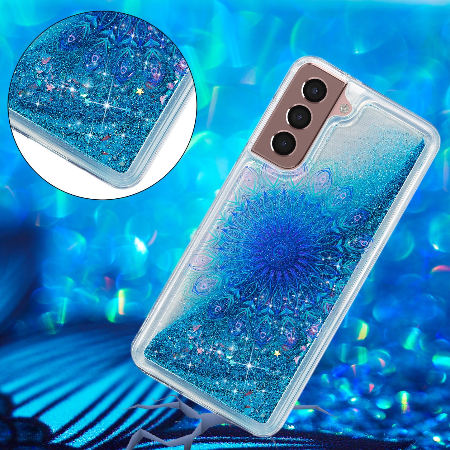 For Samsung Galaxy S23 Cell Phone Case Liquid Quicksand Embossment Pattern Phone TPU Cover