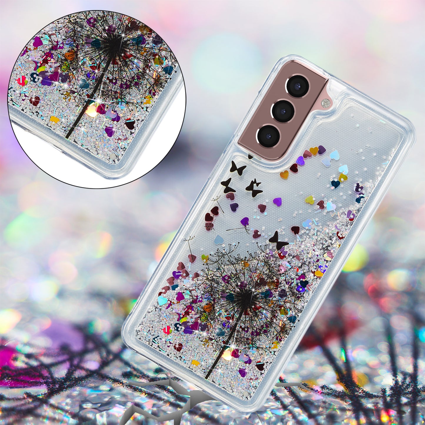 For Samsung Galaxy S23 Cell Phone Case Liquid Quicksand Embossment Pattern Phone TPU Cover