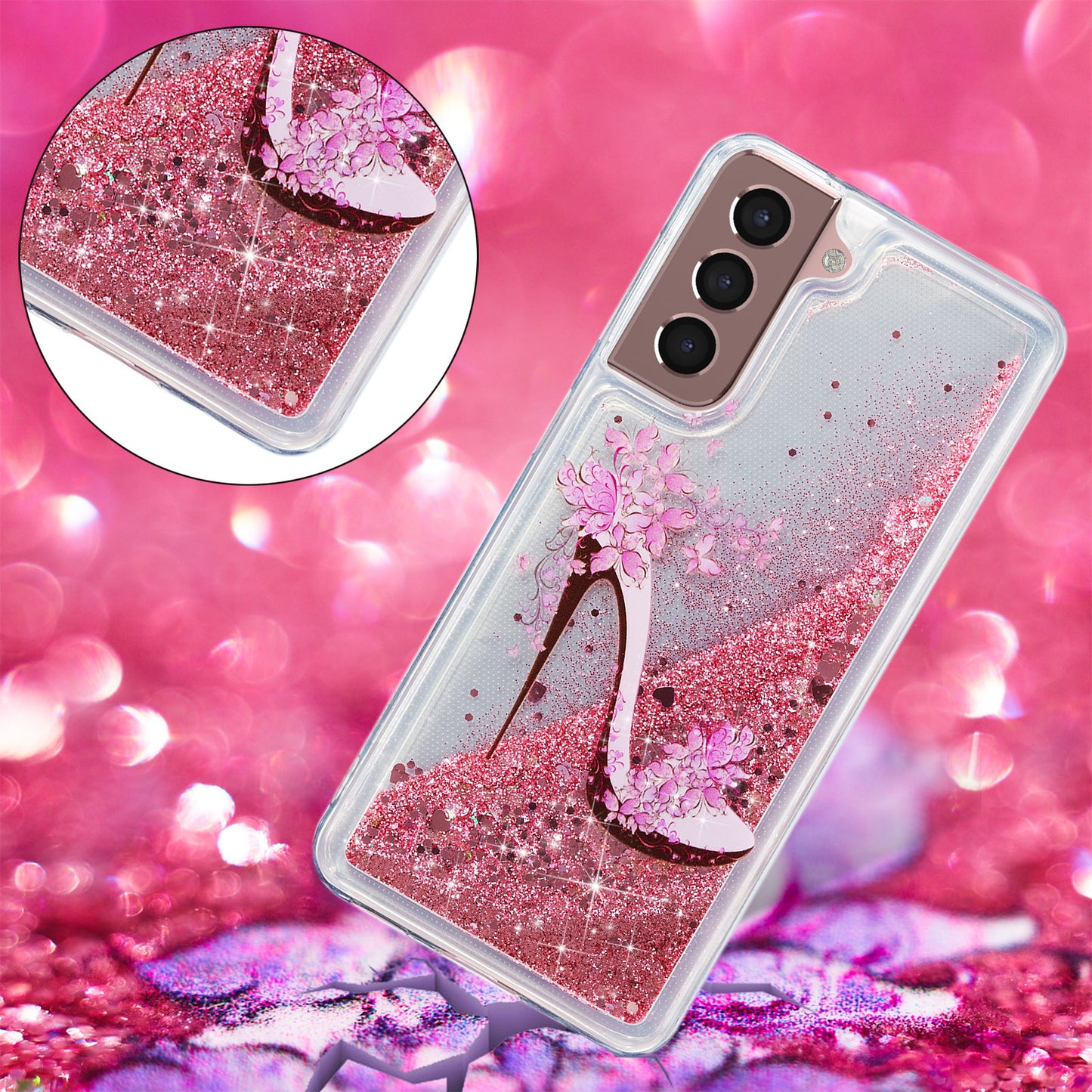 For Samsung Galaxy S23 Cell Phone Case Liquid Quicksand Embossment Pattern Phone TPU Cover