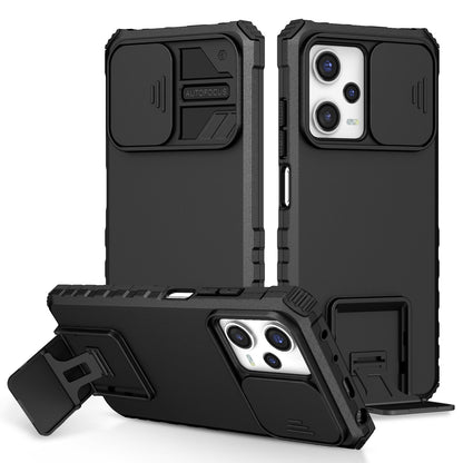 Kickstand Phone Case for Xiaomi Redmi Note 12 Pro 5G / Note 12 Pro Speed 5G / Poco X5 Pro 5G , Slide Camera Protection PC + TPU Back Cover