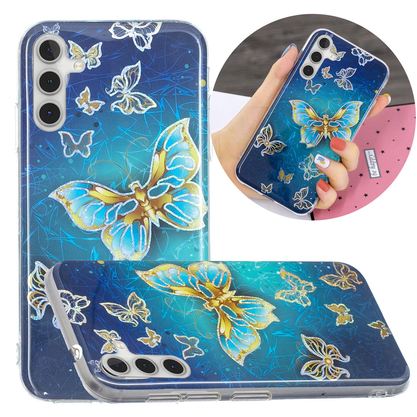 For Samsung Galaxy A24 4G Pattern IMD Case Soft TPU Electroplating Protective Phone Cover