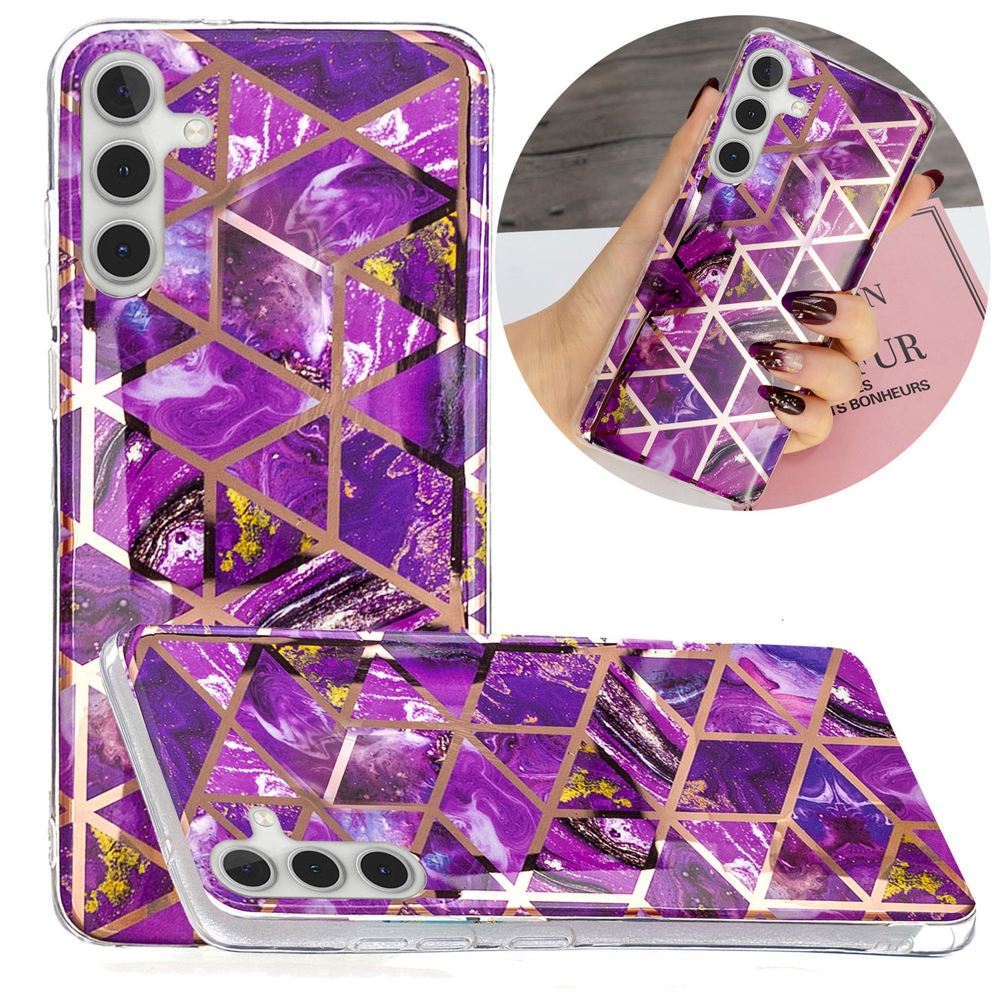 For Samsung Galaxy A24 4G Pattern IMD Case Soft TPU Electroplating Protective Phone Cover