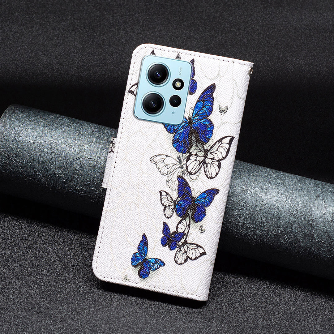 BINFEN COLOR For Xiaomi Redmi Note 12 4G Pattern Printing Leather Stand Phone Case Wallet Cover