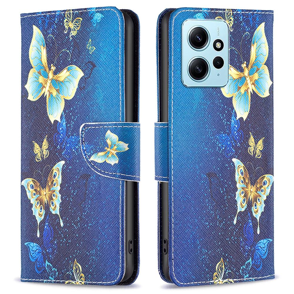 BINFEN COLOR For Xiaomi Redmi Note 12 4G Pattern Printing Leather Stand Phone Case Wallet Cover