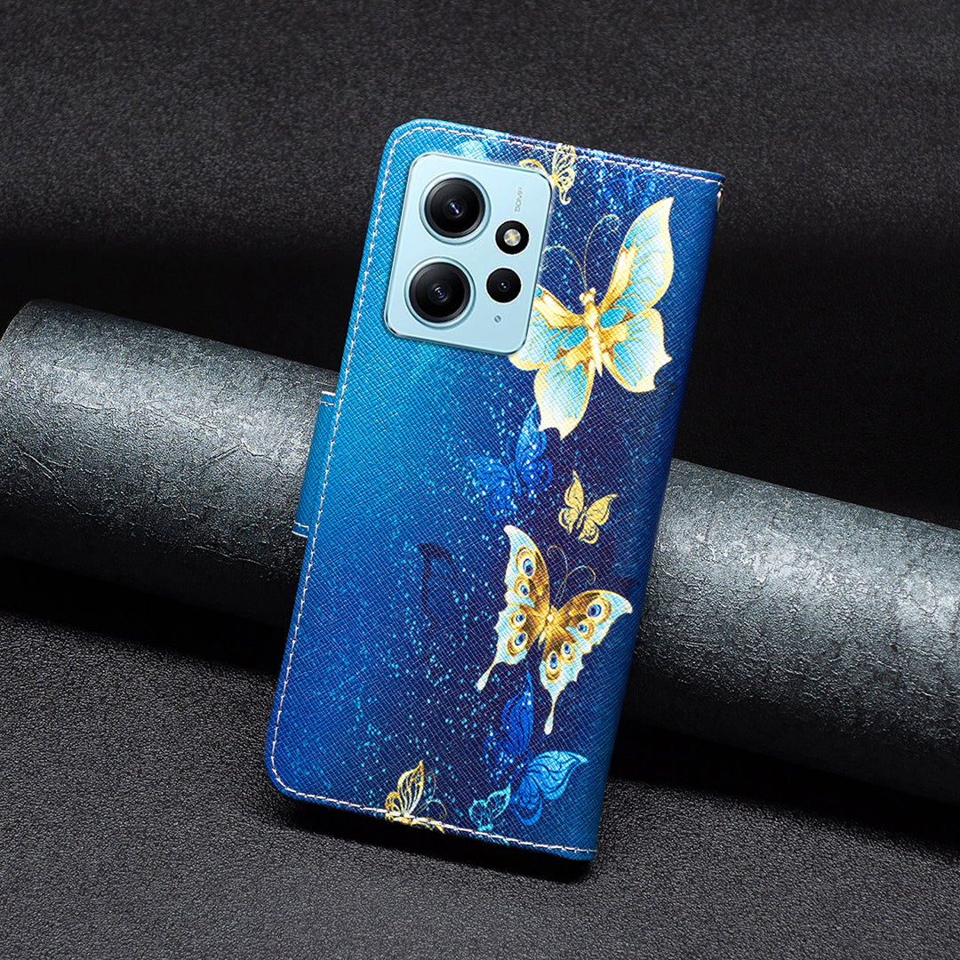 BINFEN COLOR For Xiaomi Redmi Note 12 4G Pattern Printing Leather Stand Phone Case Wallet Cover