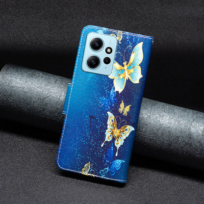 BINFEN COLOR For Xiaomi Redmi Note 12 4G Pattern Printing Leather Stand Phone Case Wallet Cover