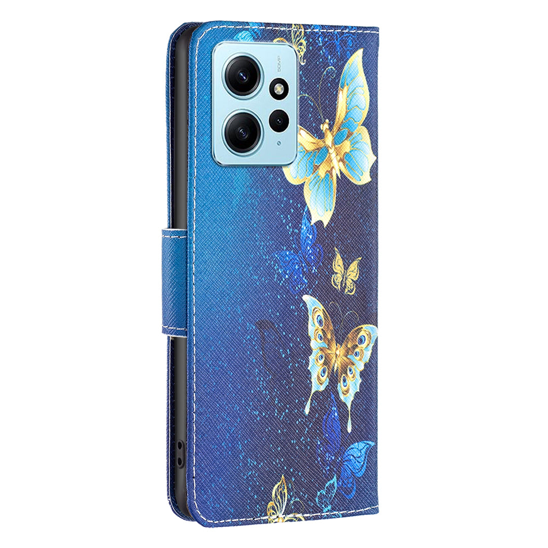 BINFEN COLOR For Xiaomi Redmi Note 12 4G Pattern Printing Leather Stand Phone Case Wallet Cover