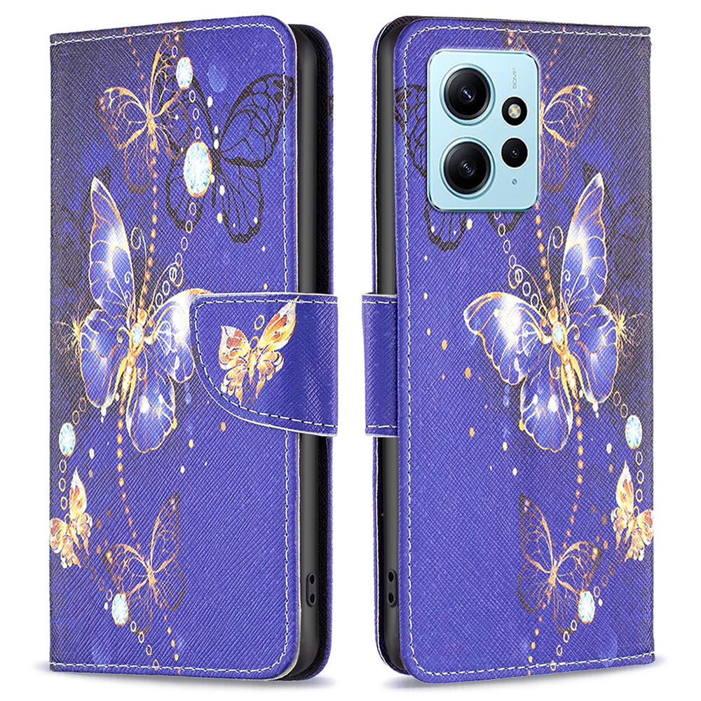 BINFEN COLOR For Xiaomi Redmi Note 12 4G Pattern Printing Leather Stand Phone Case Wallet Cover