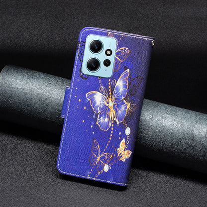BINFEN COLOR For Xiaomi Redmi Note 12 4G Pattern Printing Leather Stand Phone Case Wallet Cover