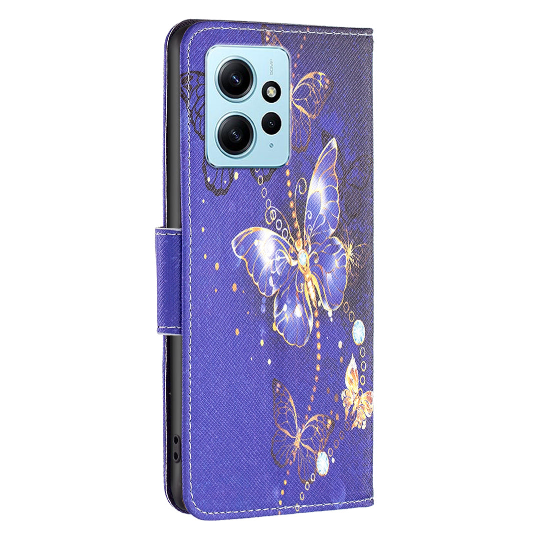BINFEN COLOR For Xiaomi Redmi Note 12 4G Pattern Printing Leather Stand Phone Case Wallet Cover