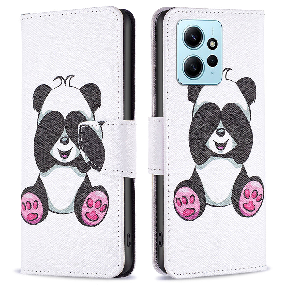 BINFEN COLOR For Xiaomi Redmi Note 12 4G Pattern Printing Leather Stand Phone Case Wallet Cover