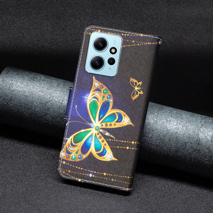 BINFEN COLOR For Xiaomi Redmi Note 12 4G Pattern Printing Leather Stand Phone Case Wallet Cover