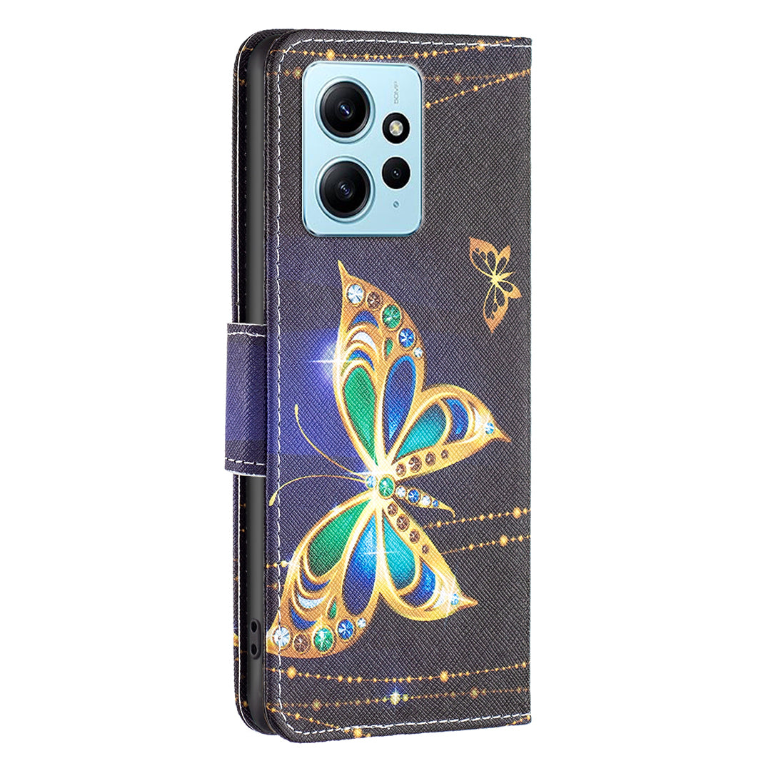 BINFEN COLOR For Xiaomi Redmi Note 12 4G Pattern Printing Leather Stand Phone Case Wallet Cover