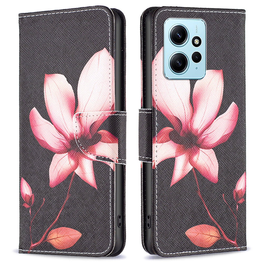 BINFEN COLOR For Xiaomi Redmi Note 12 4G Pattern Printing Leather Stand Phone Case Wallet Cover