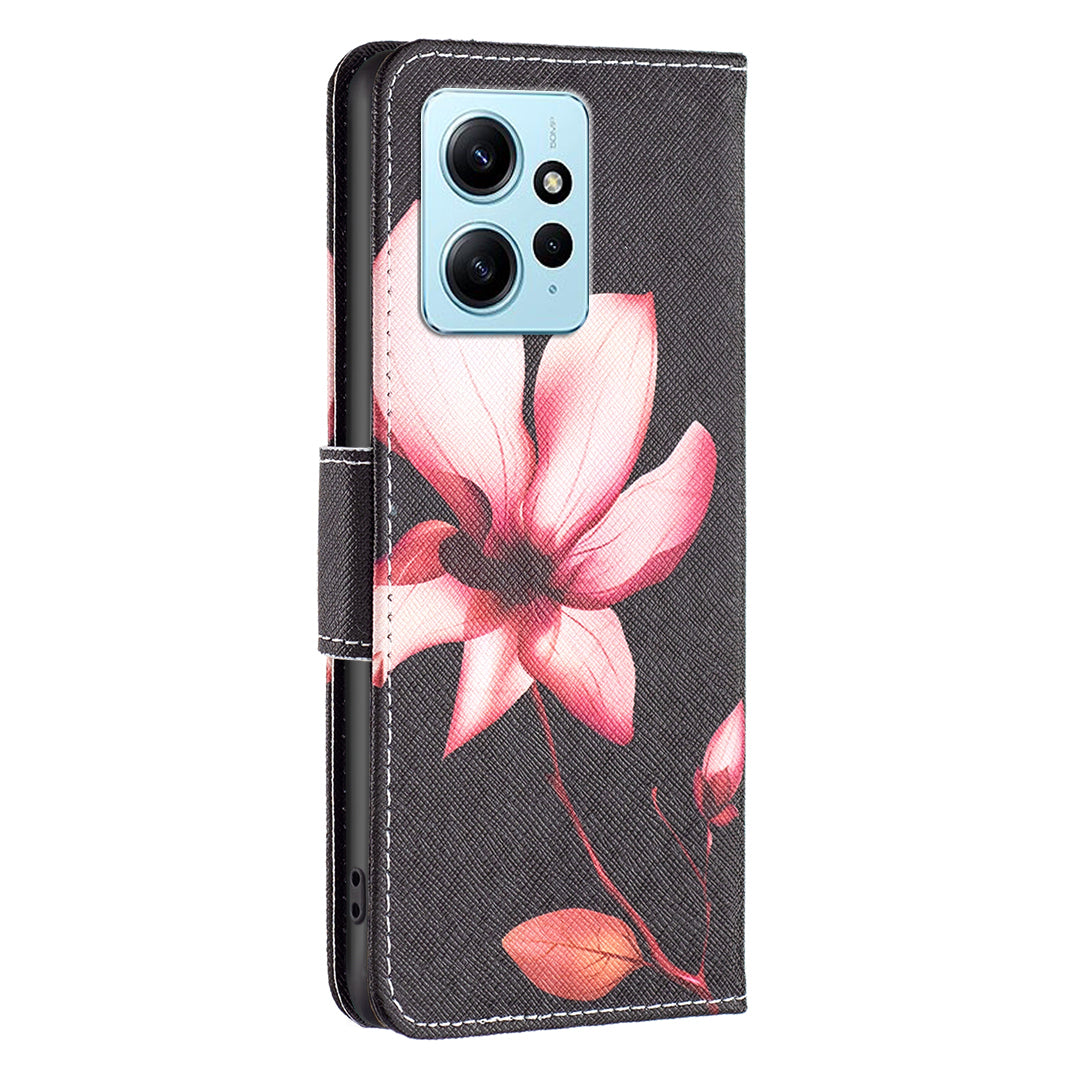 BINFEN COLOR For Xiaomi Redmi Note 12 4G Pattern Printing Leather Stand Phone Case Wallet Cover