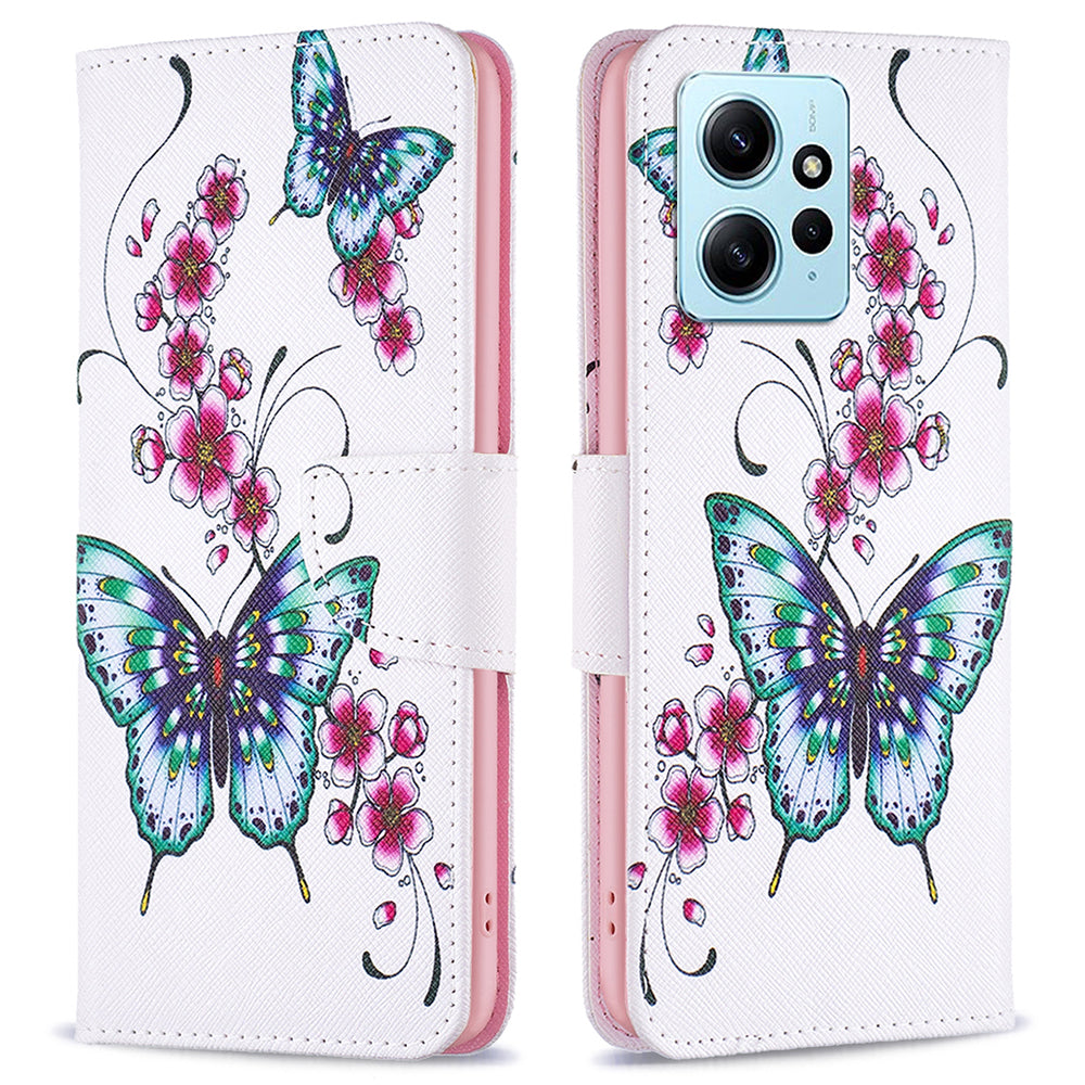 BINFEN COLOR For Xiaomi Redmi Note 12 4G Pattern Printing Leather Stand Phone Case Wallet Cover