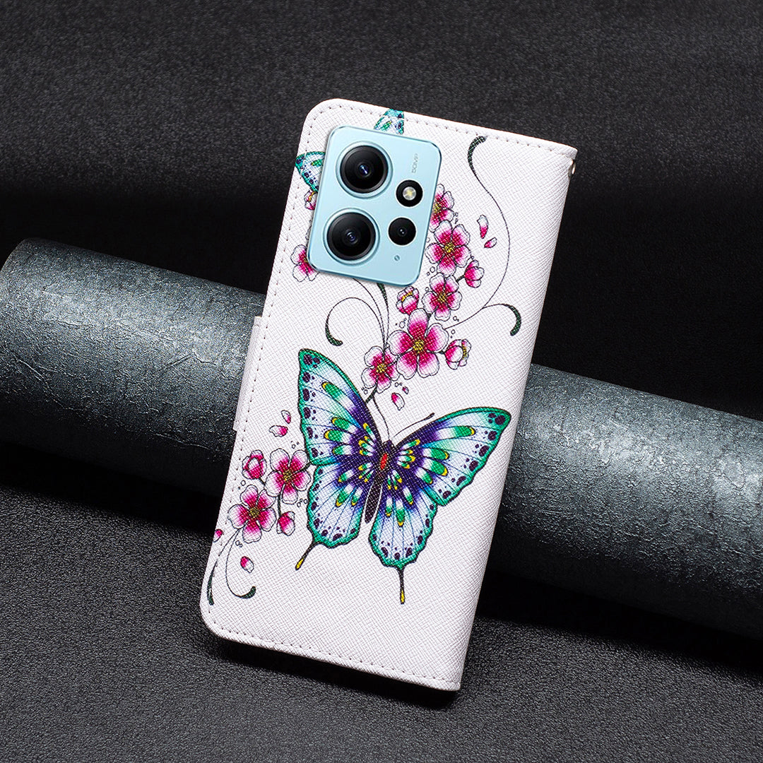 BINFEN COLOR For Xiaomi Redmi Note 12 4G Pattern Printing Leather Stand Phone Case Wallet Cover