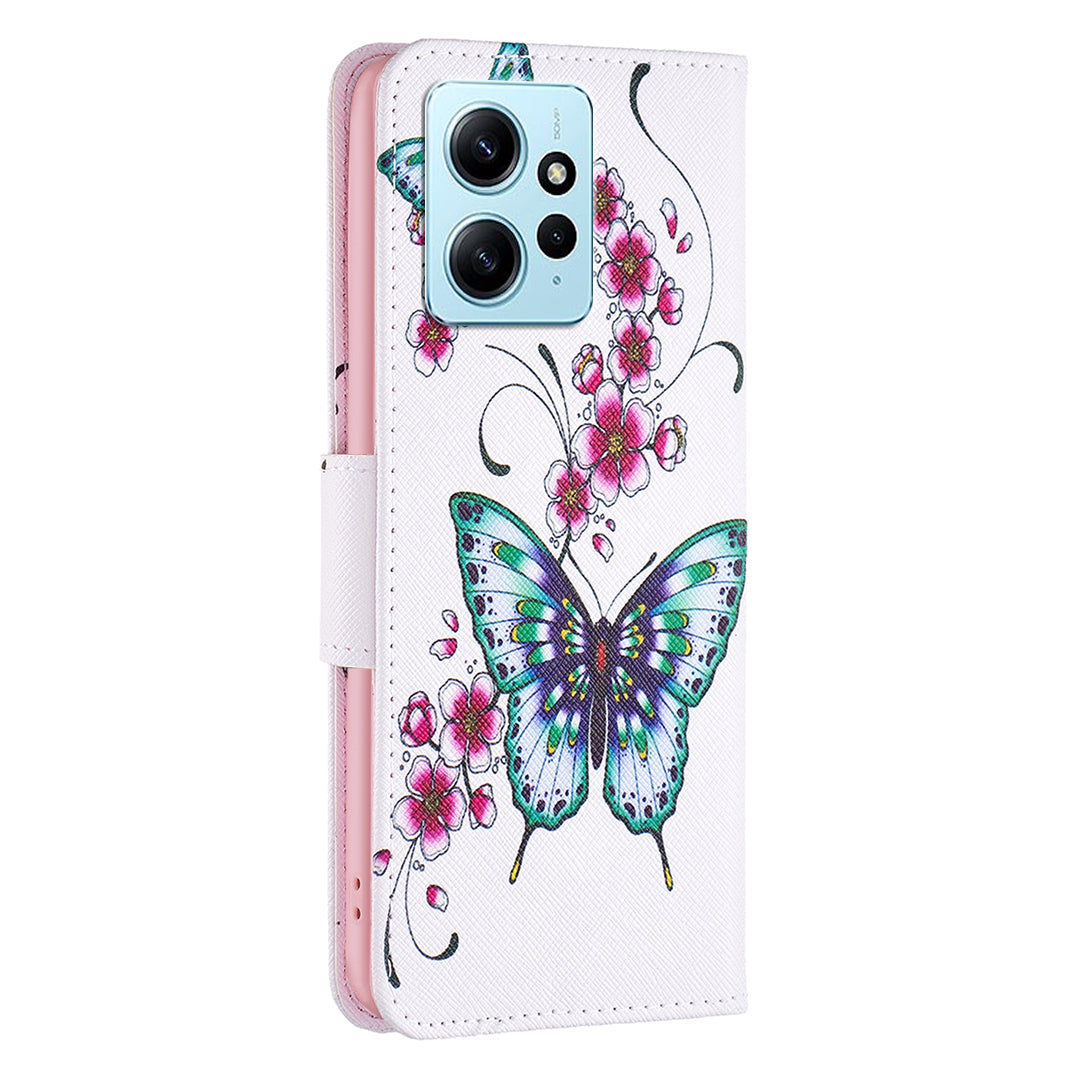 BINFEN COLOR For Xiaomi Redmi Note 12 4G Pattern Printing Leather Stand Phone Case Wallet Cover