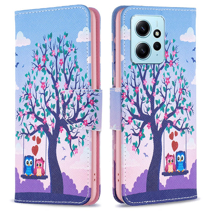 BINFEN COLOR For Xiaomi Redmi Note 12 4G Pattern Printing Leather Stand Phone Case Wallet Cover