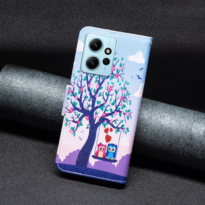 BINFEN COLOR For Xiaomi Redmi Note 12 4G Pattern Printing Leather Stand Phone Case Wallet Cover