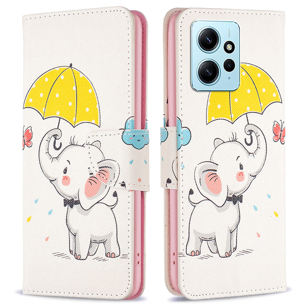 BINFEN COLOR For Xiaomi Redmi Note 12 4G Pattern Printing Leather Stand Phone Case Wallet Cover