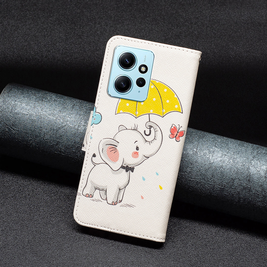 BINFEN COLOR For Xiaomi Redmi Note 12 4G Pattern Printing Leather Stand Phone Case Wallet Cover