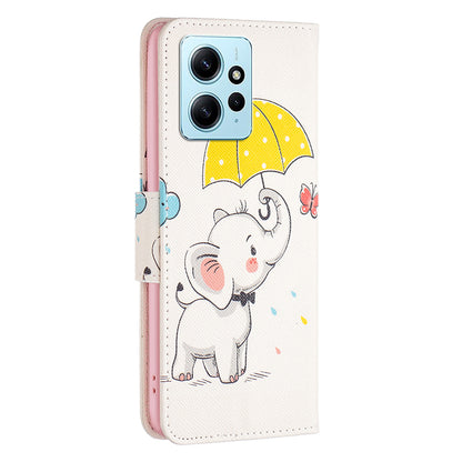 BINFEN COLOR For Xiaomi Redmi Note 12 4G Pattern Printing Leather Stand Phone Case Wallet Cover