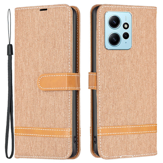 For Xiaomi Redmi Note 12 4G Jeans Cloth Splicing PU Leather Phone Cover Phone Case with Stand Wallet