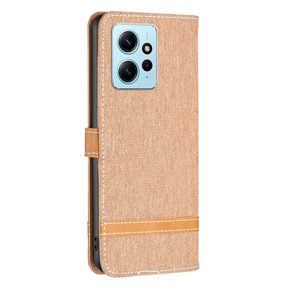 For Xiaomi Redmi Note 12 4G Jeans Cloth Splicing PU Leather Phone Cover Phone Case with Stand Wallet