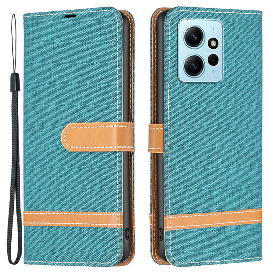 For Xiaomi Redmi Note 12 4G Jeans Cloth Splicing PU Leather Phone Cover Phone Case with Stand Wallet